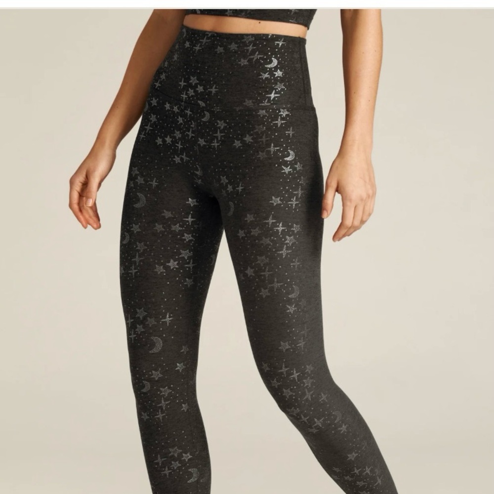 Beyond Yoga Women SoftShine High-Waist Midi Leggings Gunmetal Starry Night Foil